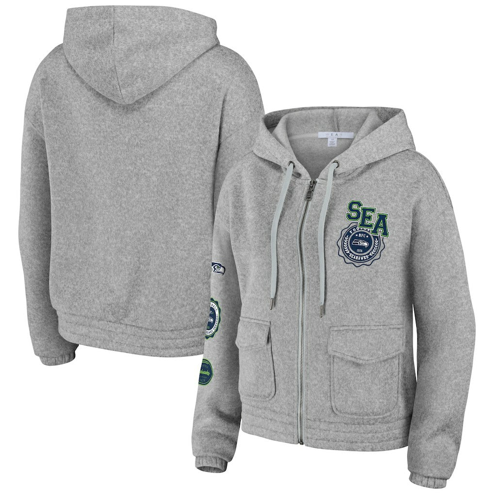 Seattle Seahawks WEAR by Erin Andrews Women's Full-Zip Hoodie Heather Gray - NFL