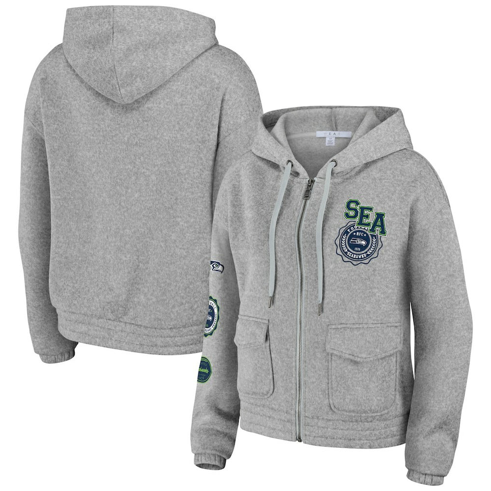Seattle Seahawks WEAR by Erin Andrews Women's Full-Zip Hoodie Heather Gray - NFL