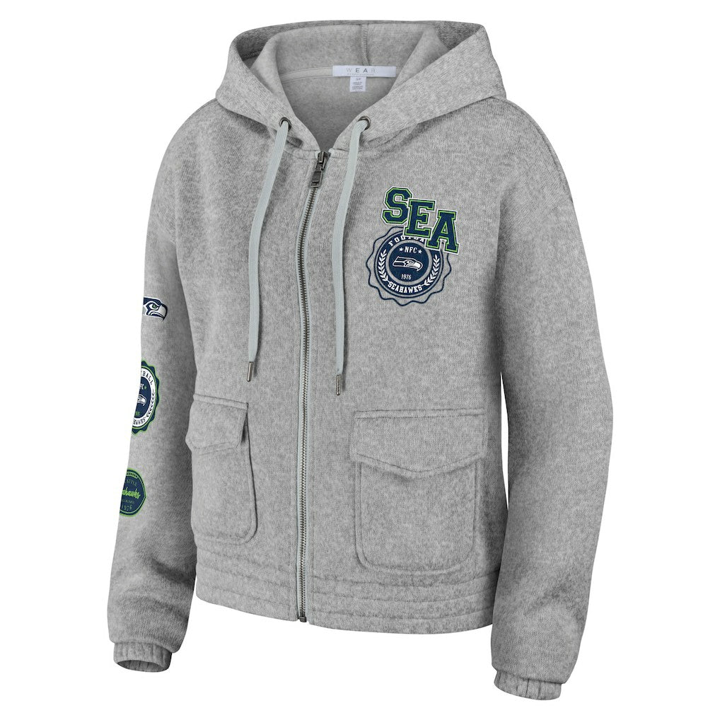 Seattle Seahawks WEAR by Erin Andrews Women's Full-Zip Hoodie Heather Gray - NFL