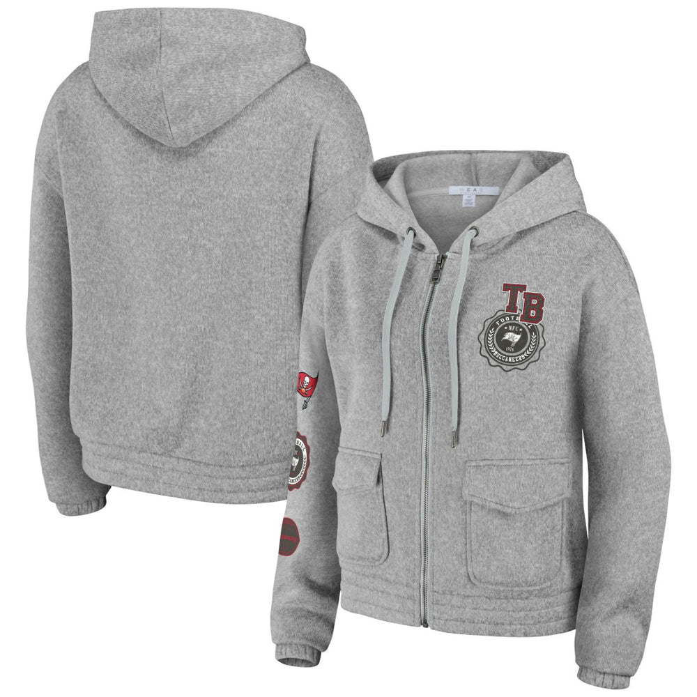 Tampa Bay Buccaneers WEAR by Erin Andrews Women's Full-Zip Hoodie Heather Gray - NFL