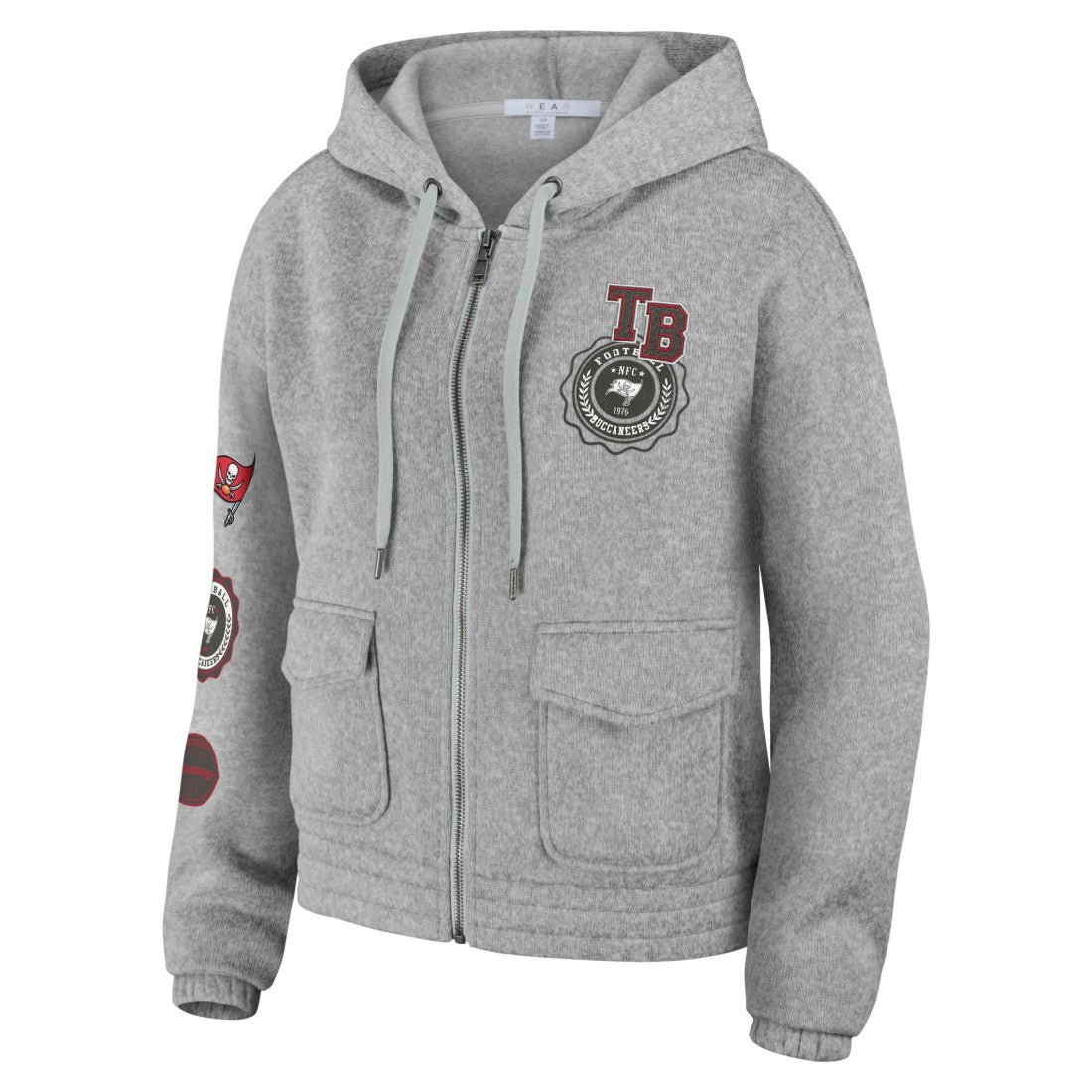 Tampa Bay Buccaneers WEAR by Erin Andrews Women's Full-Zip Hoodie Heather Gray - NFL