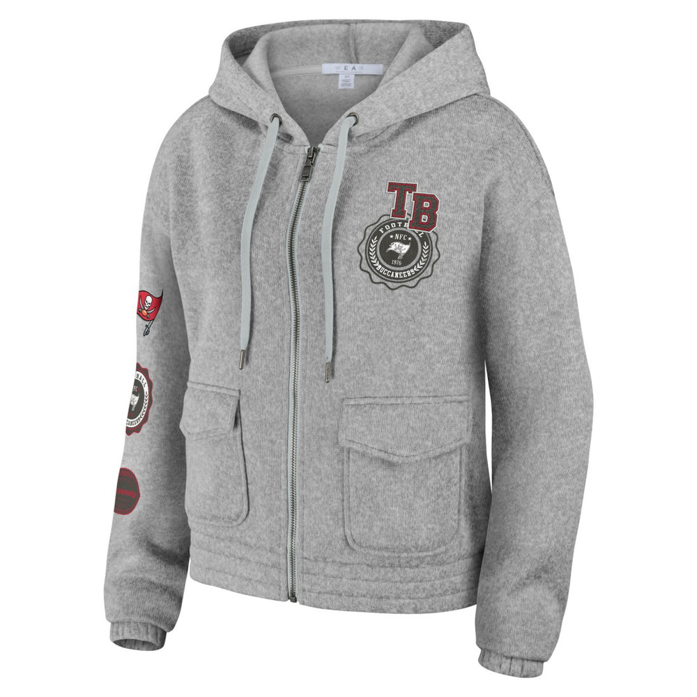 Tampa Bay Buccaneers WEAR by Erin Andrews Women's Full-Zip Hoodie Heather Gray - NFL