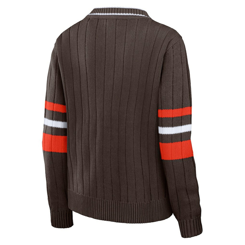 Cleveland Browns WEAR by Erin Andrews Women's Throwback V-Neck Sweater Brown - NFL