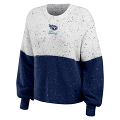 Tennessee Titans WEAR by Erin Andrews Women's Lighweight Modest Crop Color-Block Pullover Sweater White/Navy - NFL