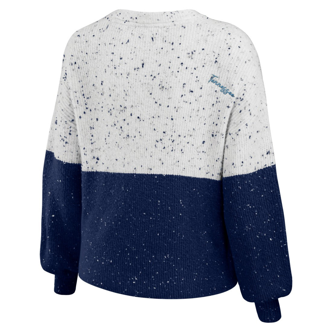 Tennessee Titans WEAR by Erin Andrews Women's Lighweight Modest Crop Color-Block Pullover Sweater White/Navy - NFL