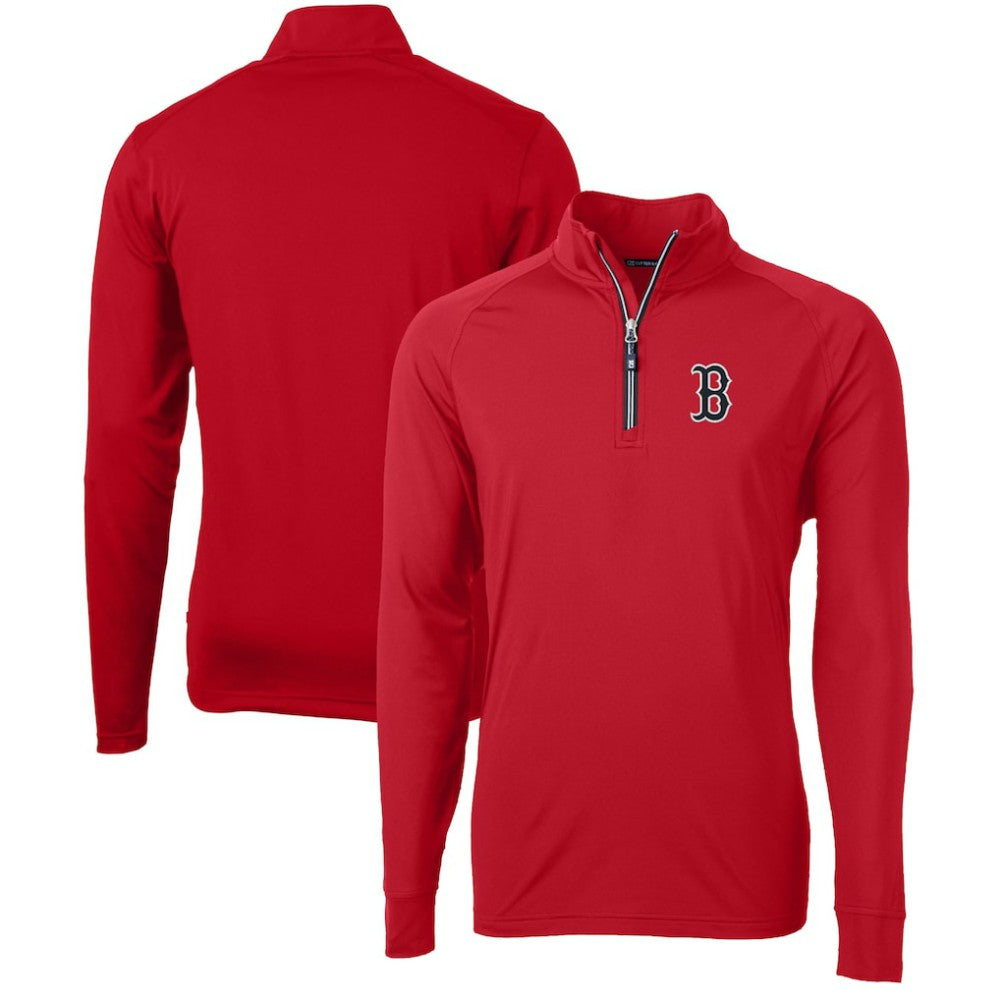 Boston Red Sox Cutter & Buck Adapt Eco Knit Stretch Recycled Quarter-Zip Pullover Top Clearance