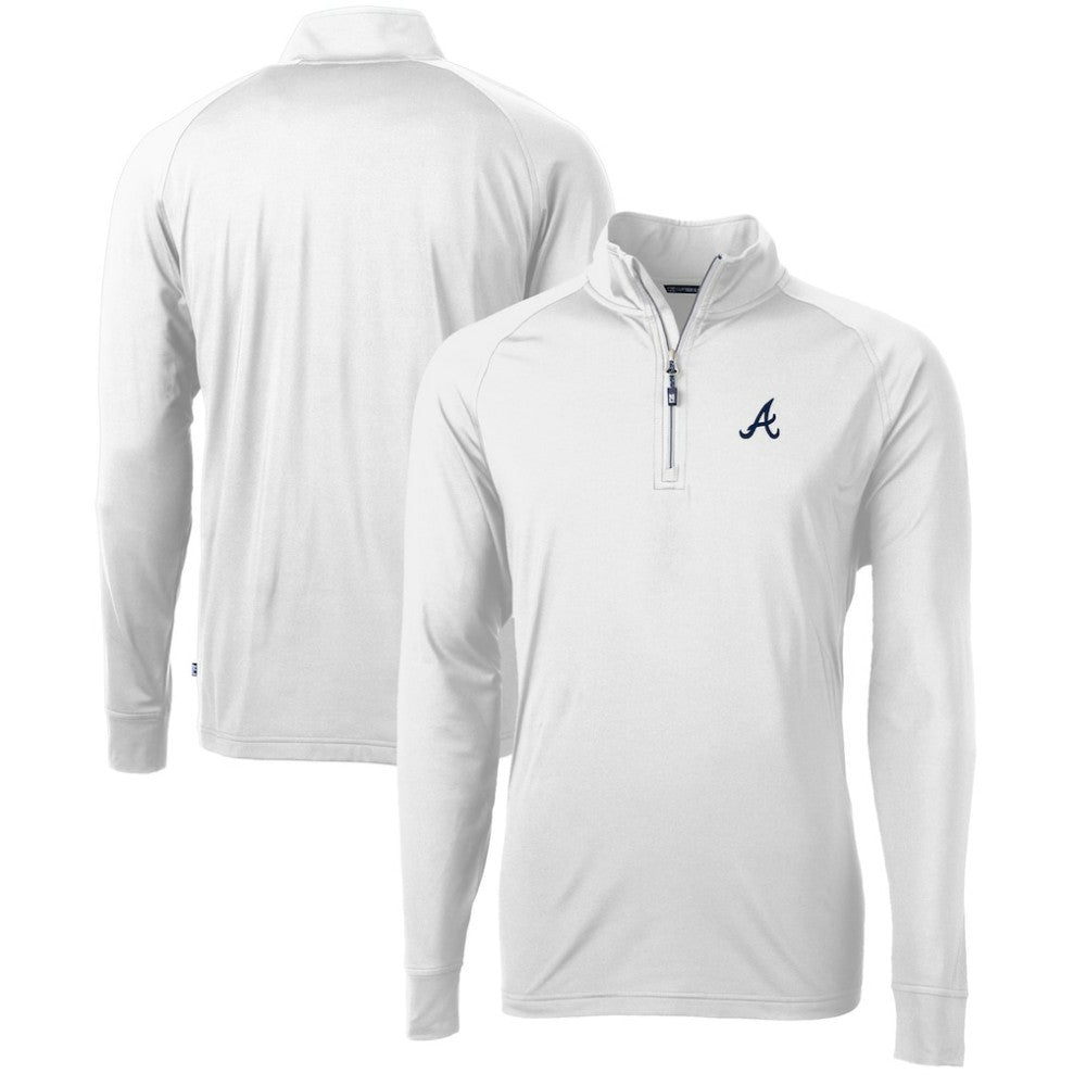 Atlanta Braves Cutter & Buck Adapt Eco Knit Stretch Recycled Quarter-Zip Pullover Top Clearance