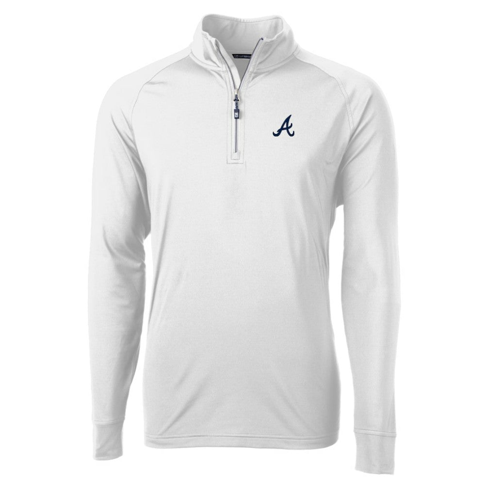 Atlanta Braves Cutter & Buck Adapt Eco Knit Stretch Recycled Quarter-Zip Pullover Top Clearance