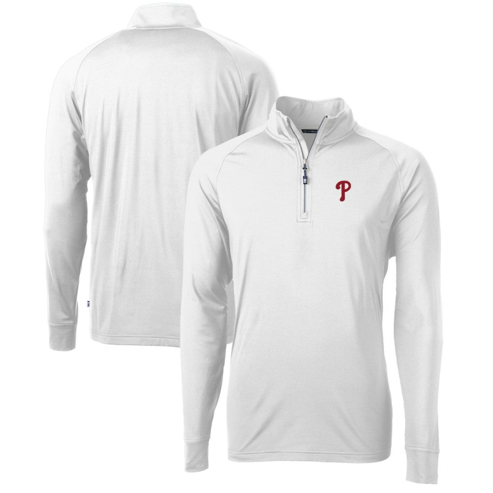 Philadelphia Phillies Cutter & Buck Adapt Eco Knit Stretch Recycled Quarter-Zip Pullover Top Lifestyle