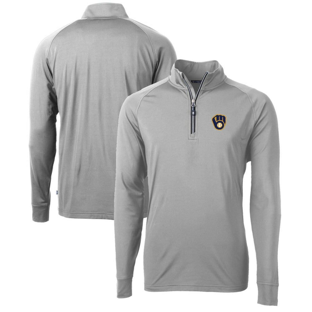 Milwaukee Brewers Cutter & Buck Adapt Eco Knit Stretch Recycled Quarter-Zip Pullover Top Clearance