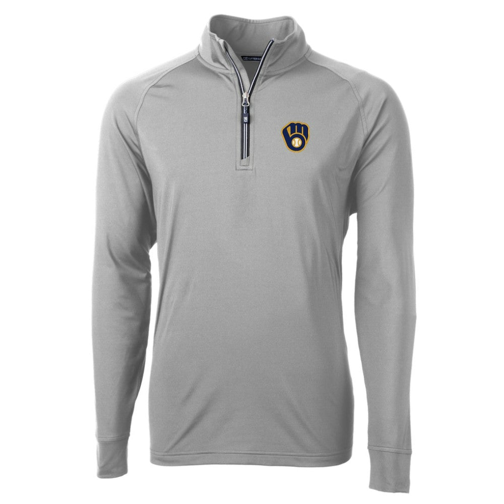 Milwaukee Brewers Cutter & Buck Adapt Eco Knit Stretch Recycled Quarter-Zip Pullover Top Clearance