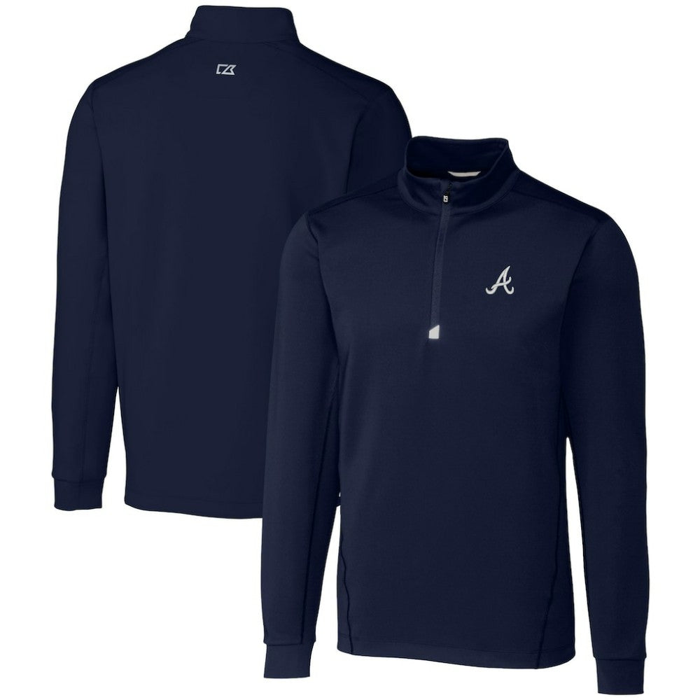 Atlanta Braves Cutter & Buck Traverse Stretch Quarter-Zip Pullover Top Clearance