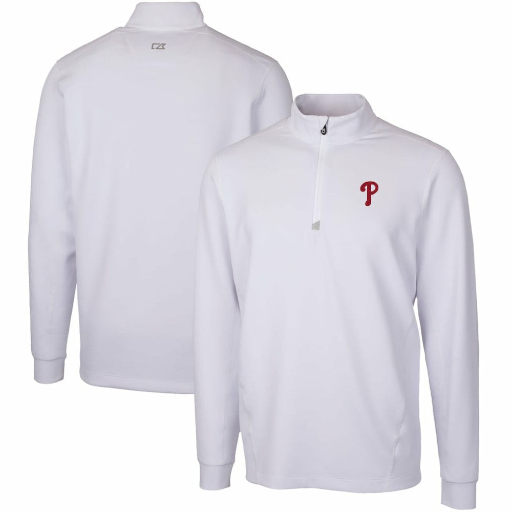 Philadelphia Phillies Cutter & Buck Traverse Stretch Quarter-Zip Pullover Top Lifestyle