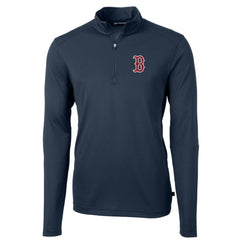 Boston Red Sox Cutter & Buck Virtue Eco Pique Recycled Quarter-Zip Pullover Top Lifestyle