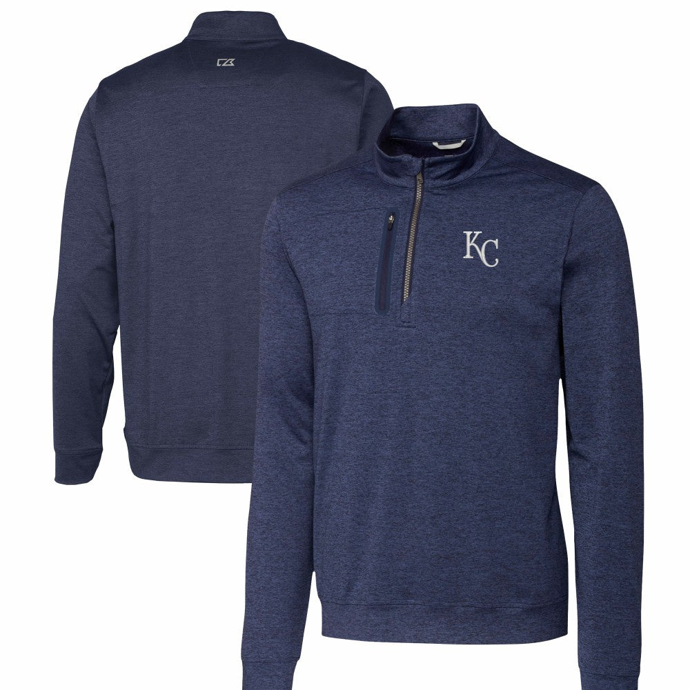 Kansas City Royals Cutter & Buck Stealth Heathered Quarter-Zip Pullover Top Lifestyle