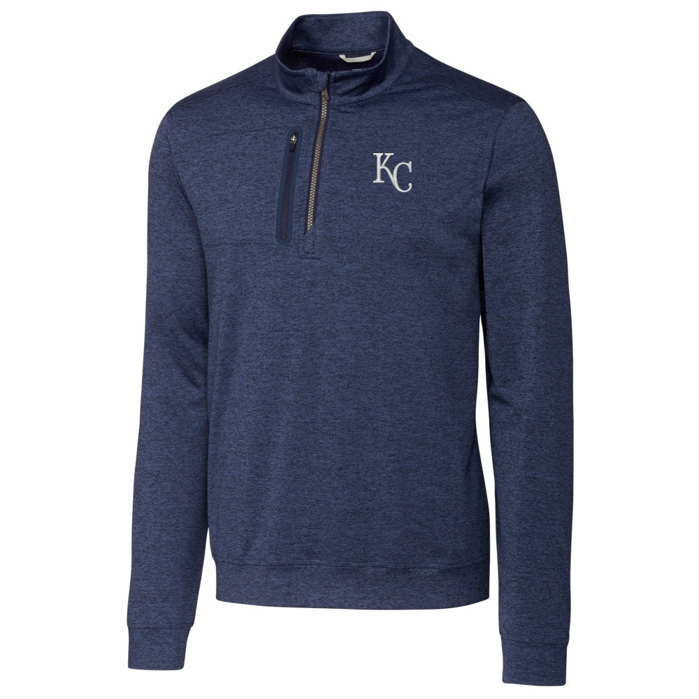Kansas City Royals Cutter & Buck Stealth Heathered Quarter-Zip Pullover Top Lifestyle