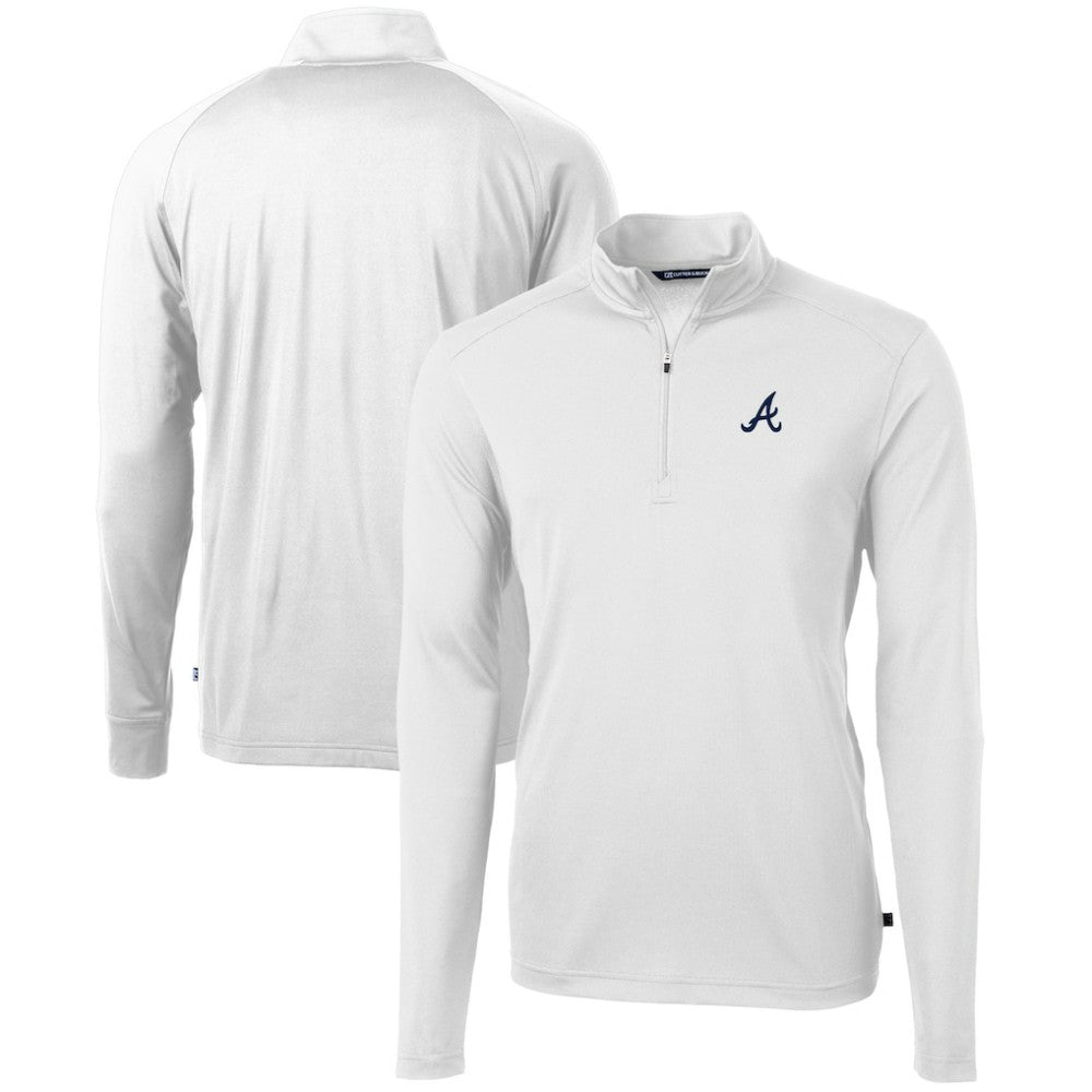 Atlanta Braves Cutter & Buck Virtue Eco Pique Recycled Quarter-Zip Pullover Top Online