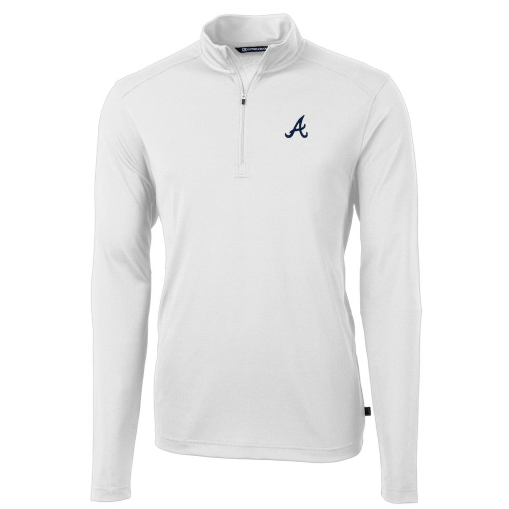 Atlanta Braves Cutter & Buck Virtue Eco Pique Recycled Quarter-Zip Pullover Top Online