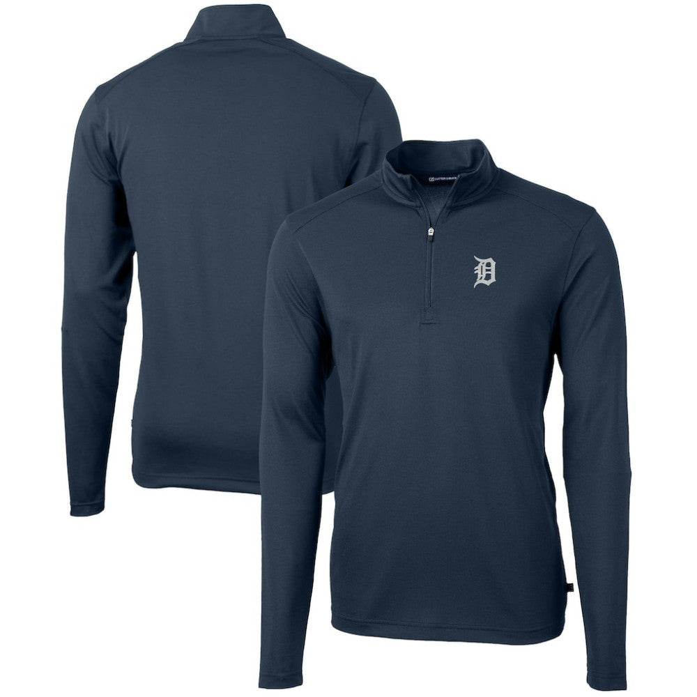 Detroit Tigers Cutter & Buck Virtue Eco Pique Recycled Quarter-Zip Pullover Top Lifestyle