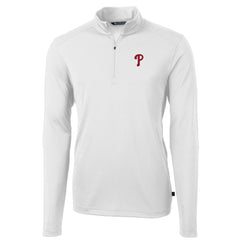 Philadelphia Phillies Cutter & Buck Virtue Eco Pique Recycled Quarter-Zip Pullover Top Clearance