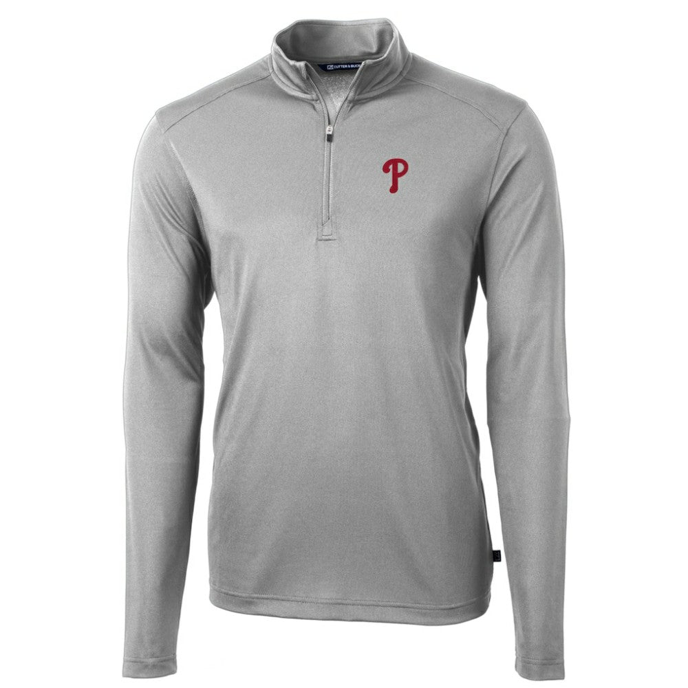 Philadelphia Phillies Cutter & Buck Virtue Eco Pique Recycled Quarter-Zip Pullover Top On Sale