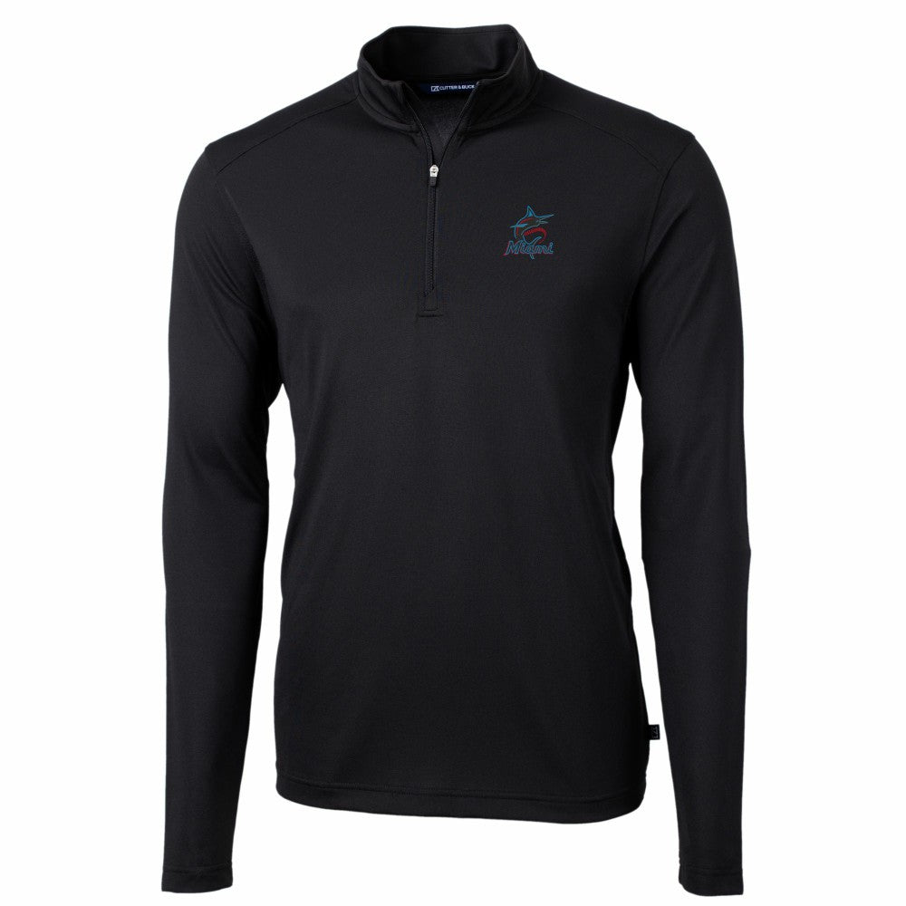 Miami Marlins Cutter & Buck Virtue Eco Pique Recycled Quarter-Zip Pullover Top discount