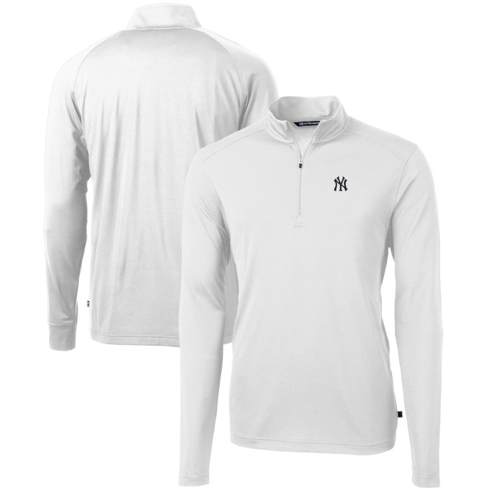 New York Yankees Cutter & Buck Virtue Eco Pique Recycled Quarter-Zip Pullover Top for sale