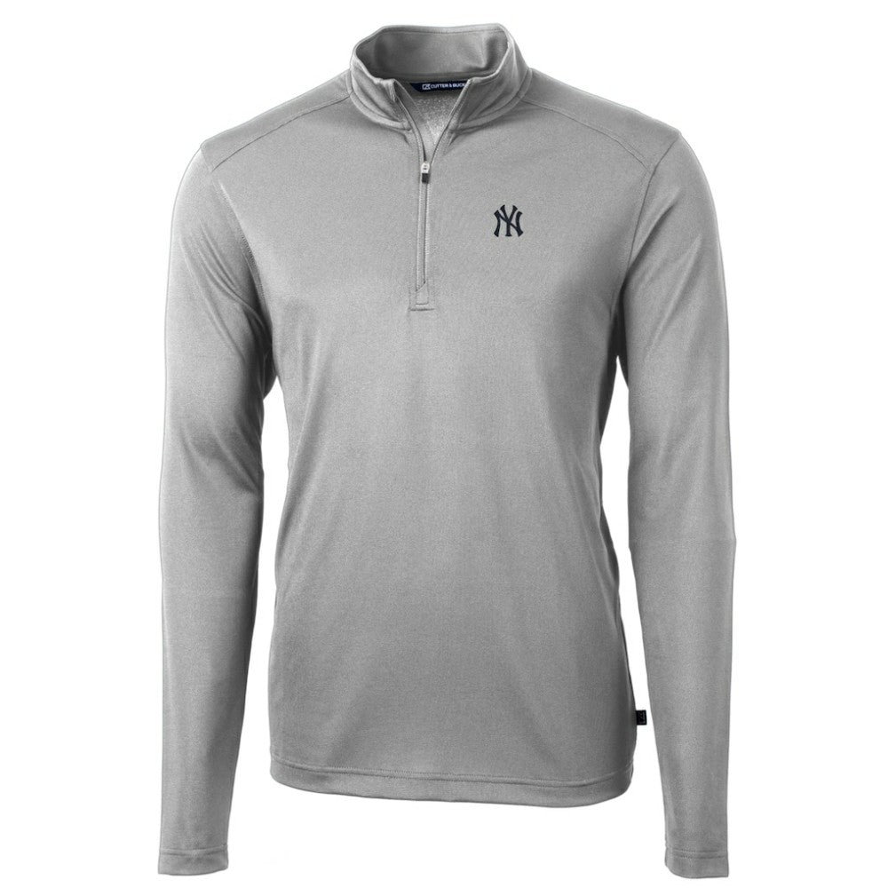 New York Yankees Cutter & Buck Virtue Eco Pique Recycled Quarter-Zip Pullover Top for sale