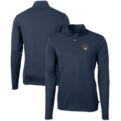 Milwaukee Brewers Cutter & Buck Virtue Eco Pique Recycled Quarter-Zip Pullover Top Near Me