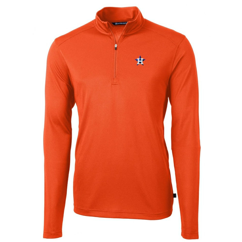 Houston Astros Cutter & Buck Virtue Eco Pique Recycled Quarter-Zip Pullover Top Clearance