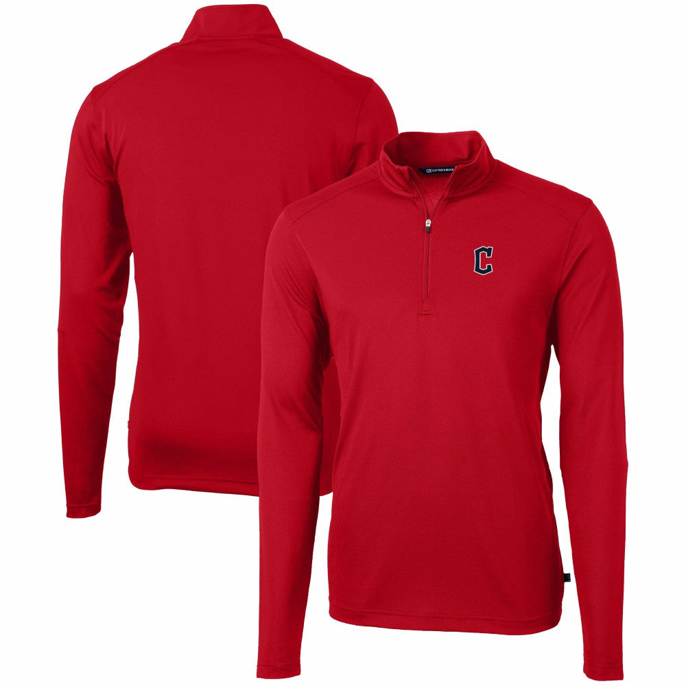 Cleveland Guardians Cutter & Buck Virtue Eco Pique Recycled Quarter-Zip Pullover Top for sale