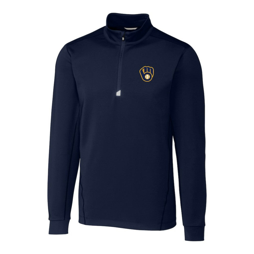 Milwaukee Brewers Cutter & Buck Big & Tall Traverse Stretch Quarter-Zip Pullover Top for sale
