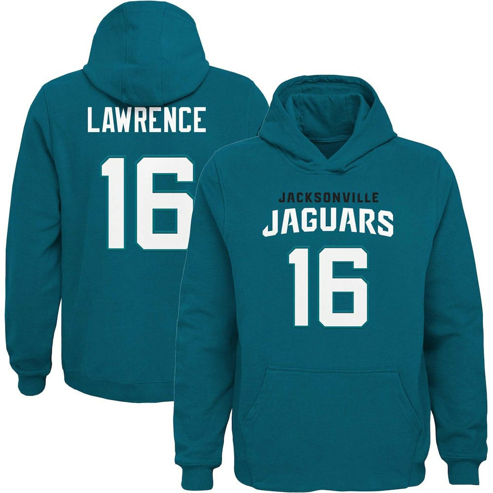 Trevor Lawrence Jacksonville Jaguars Youth Mainliner Player Name & Number Pullover Hoodie Teal - NFL