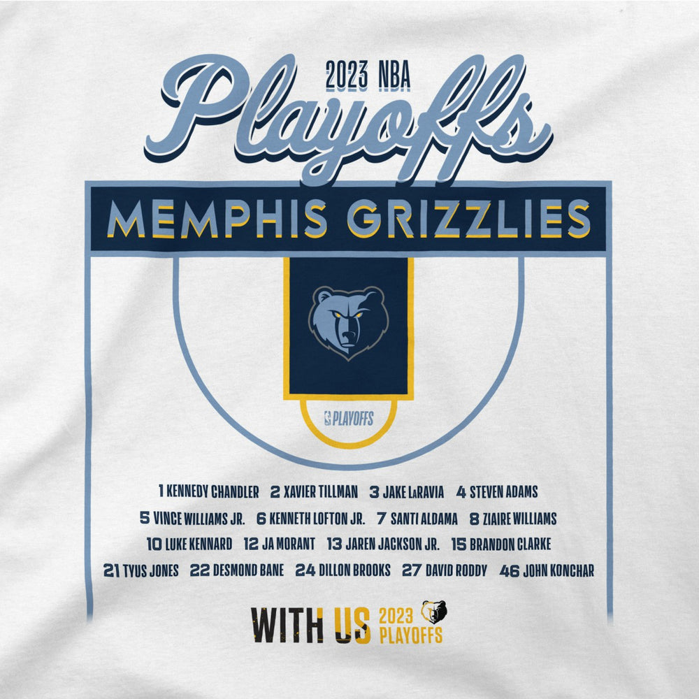 NBA - Memphis Grizzlies Stadium Essentials Unisex 2023 NBA Playoffs Roster T-Shirt - White