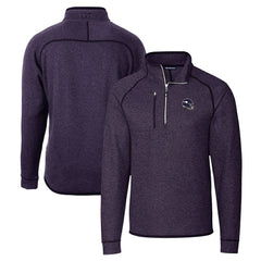 Minnesota Vikings Cutter & Buck Helmet Mainsail Sweater-Knit Half-Zip Pullover Jacket Purple - NFL