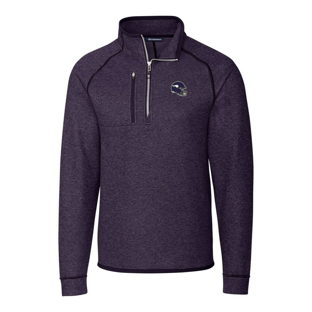 Minnesota Vikings Cutter & Buck Helmet Mainsail Sweater-Knit Half-Zip Pullover Jacket Purple - NFL