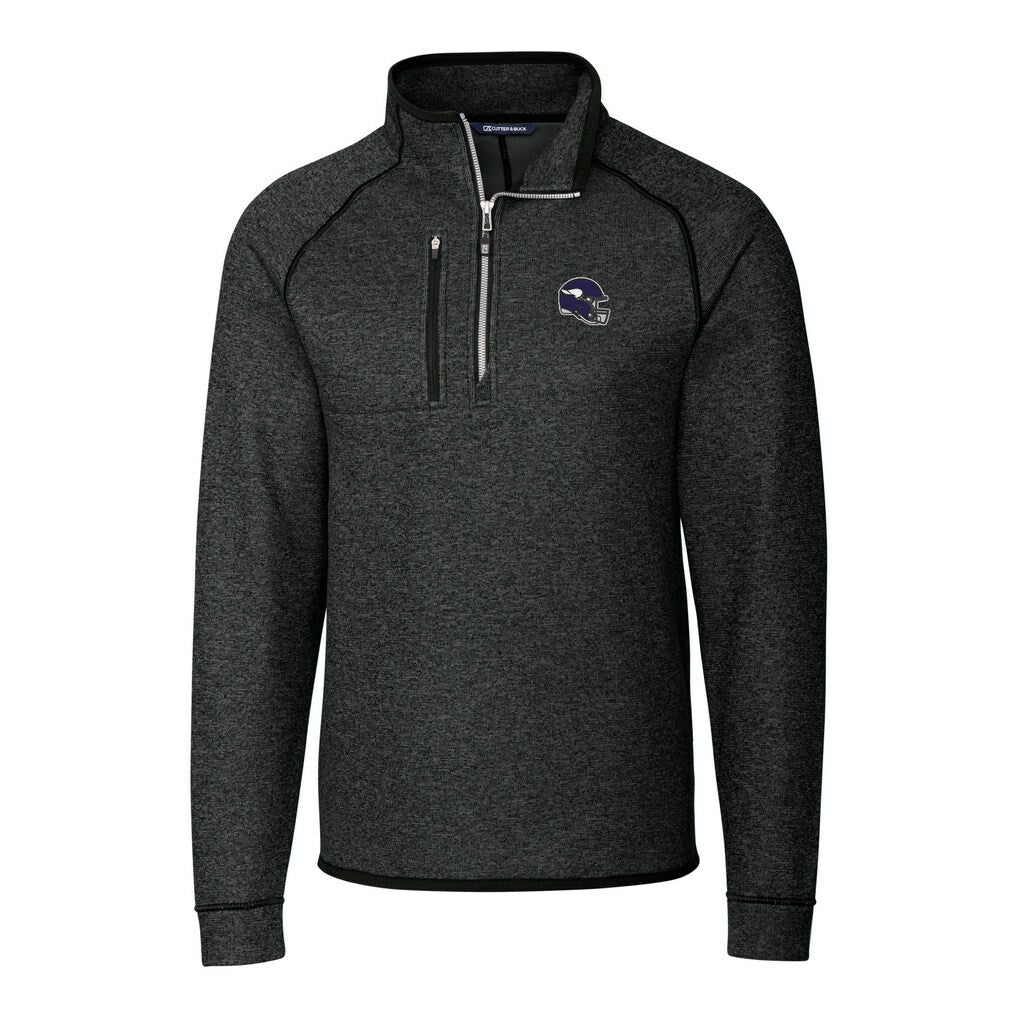 Minnesota Vikings Cutter & Buck Helmet Mainsail Sweater-Knit Half-Zip Pullover Jacket Charcoal - NFL