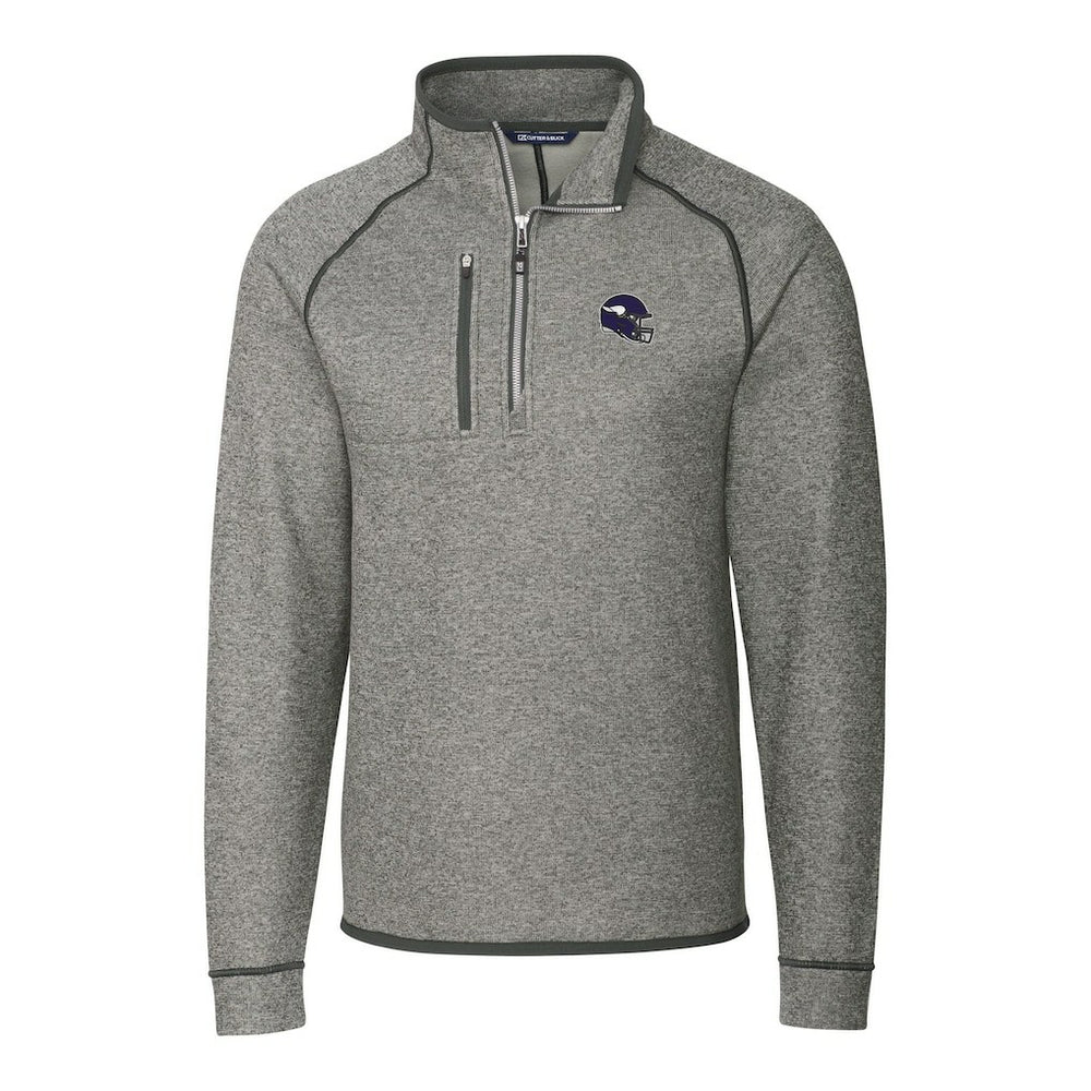 Minnesota Vikings Cutter & Buck Helmet Mainsail Sweater-Knit Half-Zip Pullover Jacket Silver - NFL