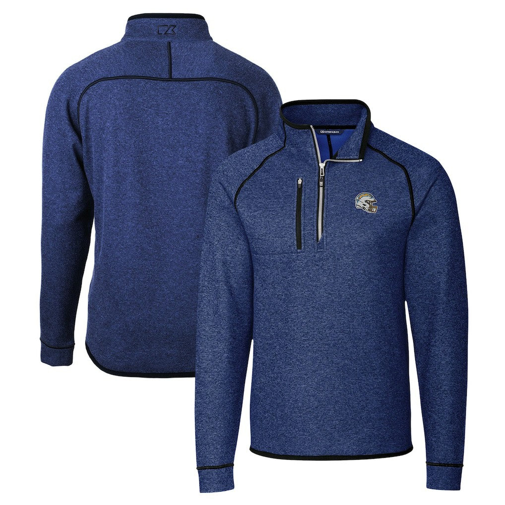 Los Angeles Chargers Cutter & Buck Helmet Mainsail Sweater-Knit Half-Zip Pullover Jacket Blue - NFL