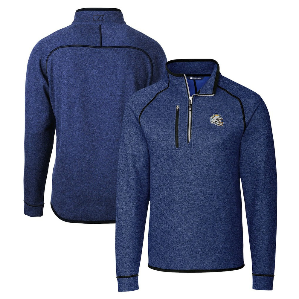 Los Angeles Chargers Cutter & Buck Helmet Mainsail Sweater-Knit Half-Zip Pullover Jacket Blue - NFL