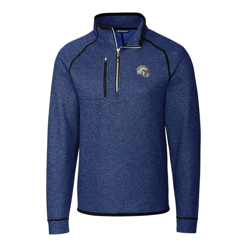 Los Angeles Chargers Cutter & Buck Helmet Mainsail Sweater-Knit Half-Zip Pullover Jacket Blue - NFL