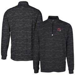 Kansas City Chiefs Cutter & Buck Helmet Traverse Camo Print Stretch Quarter-Zip Pullover Top Black - NFL