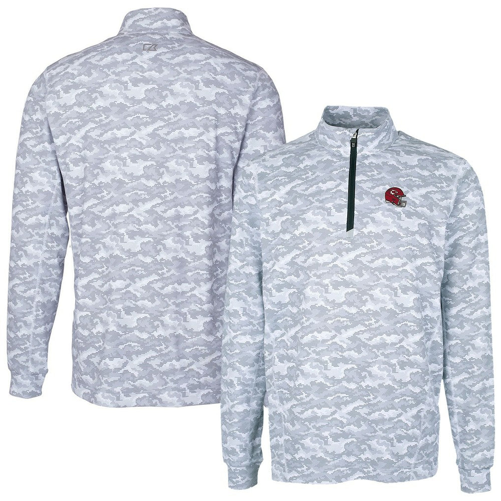 Kansas City Chiefs Cutter & Buck Helmet Traverse Camo Print Stretch Quarter-Zip Pullover Top Charcoal - NFL