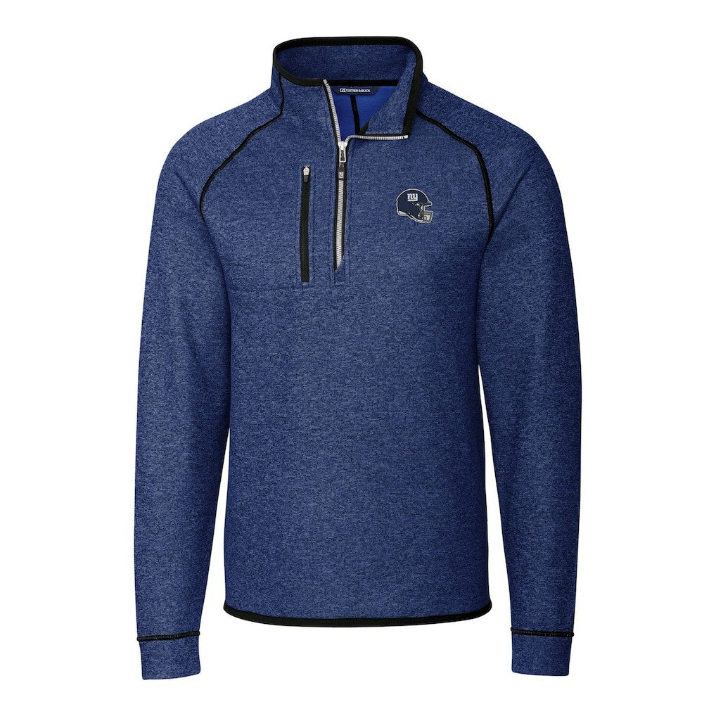New York Giants Cutter & Buck Helmet Mainsail Sweater-Knit Half-Zip Pullover Jacket Blue - NFL