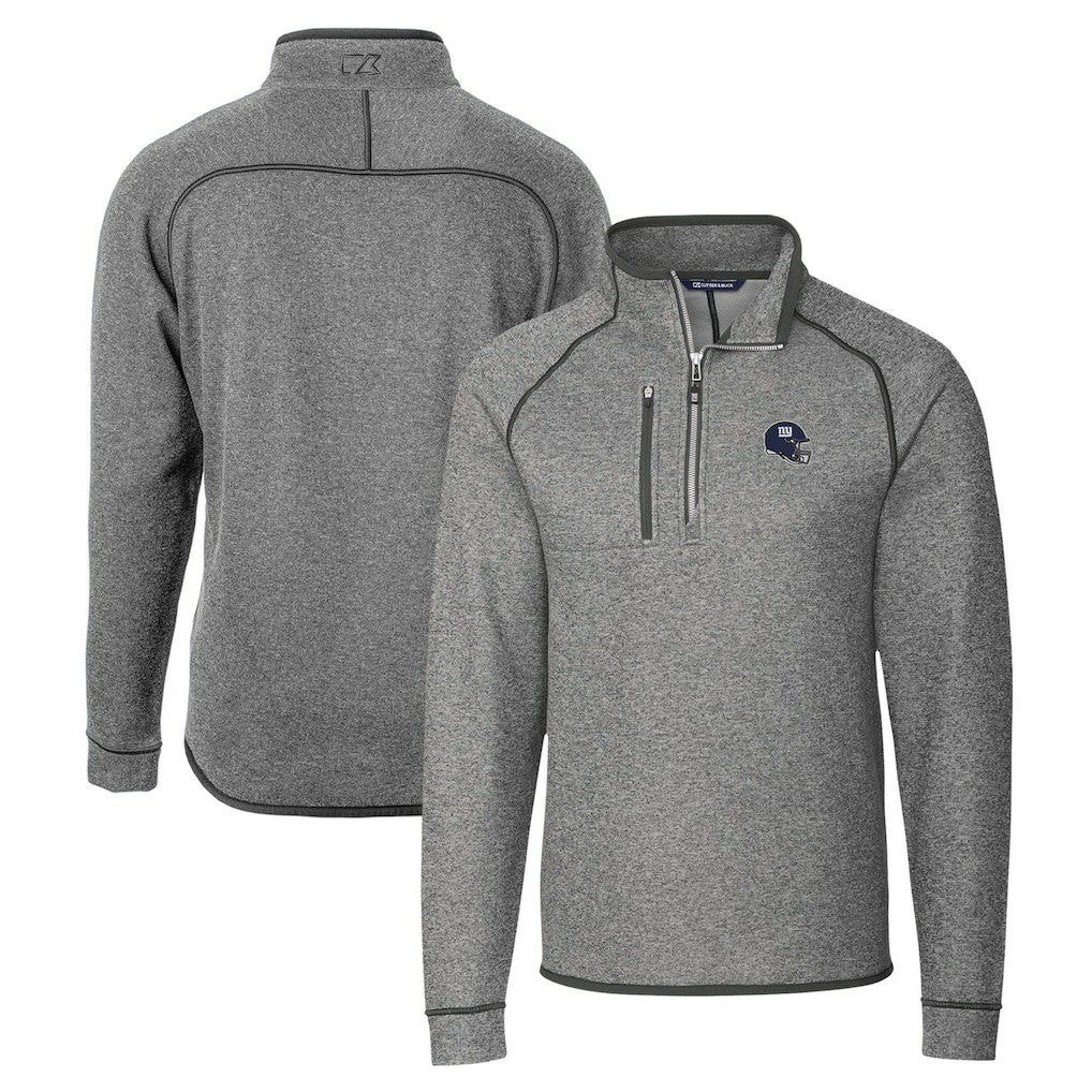 New York Giants Cutter & Buck Helmet Mainsail Sweater-Knit Half-Zip Pullover Jacket Silver - NFL