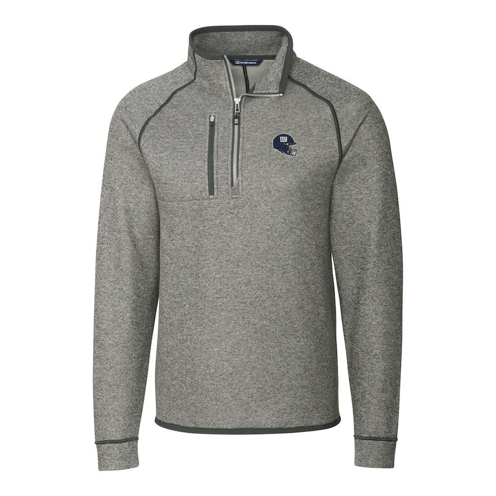 New York Giants Cutter & Buck Helmet Mainsail Sweater-Knit Half-Zip Pullover Jacket Silver - NFL