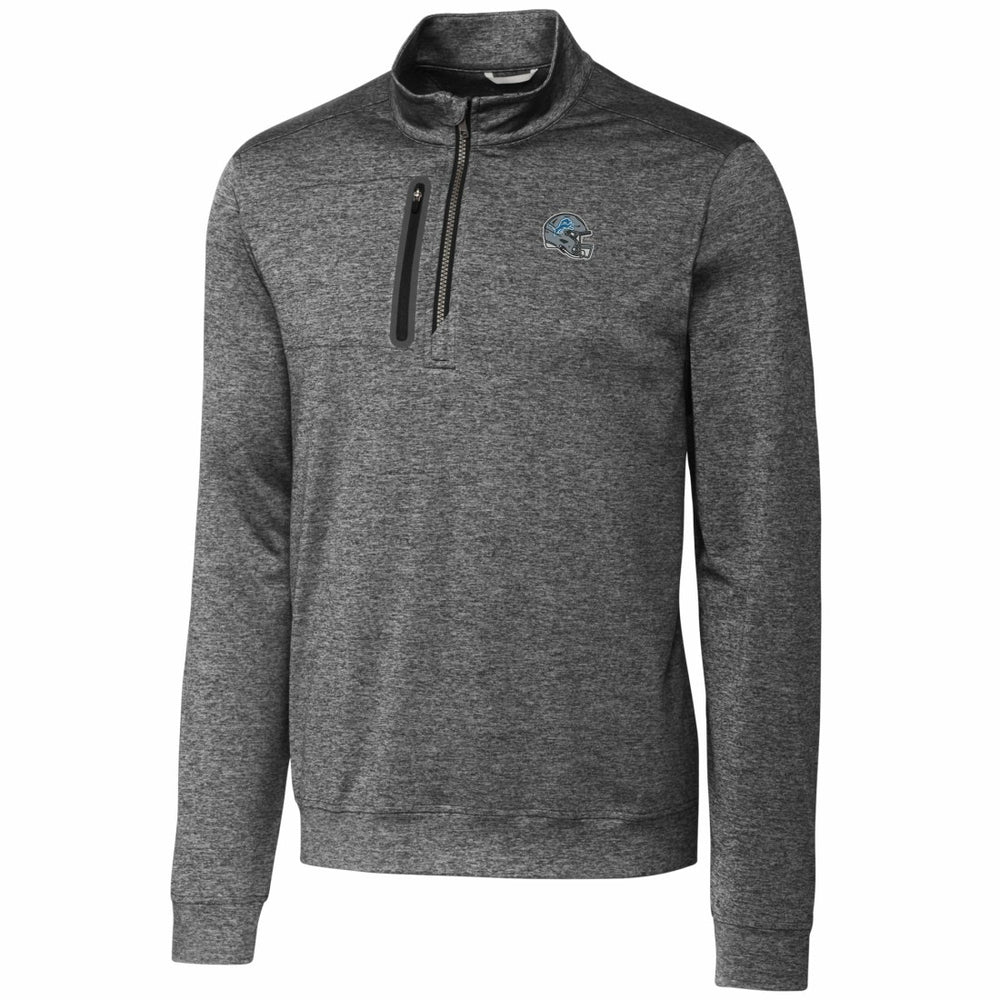 Detroit Lions Cutter & Buck Helmet Stealth Heathered Quarter-Zip Pullover Top Gray - NFL