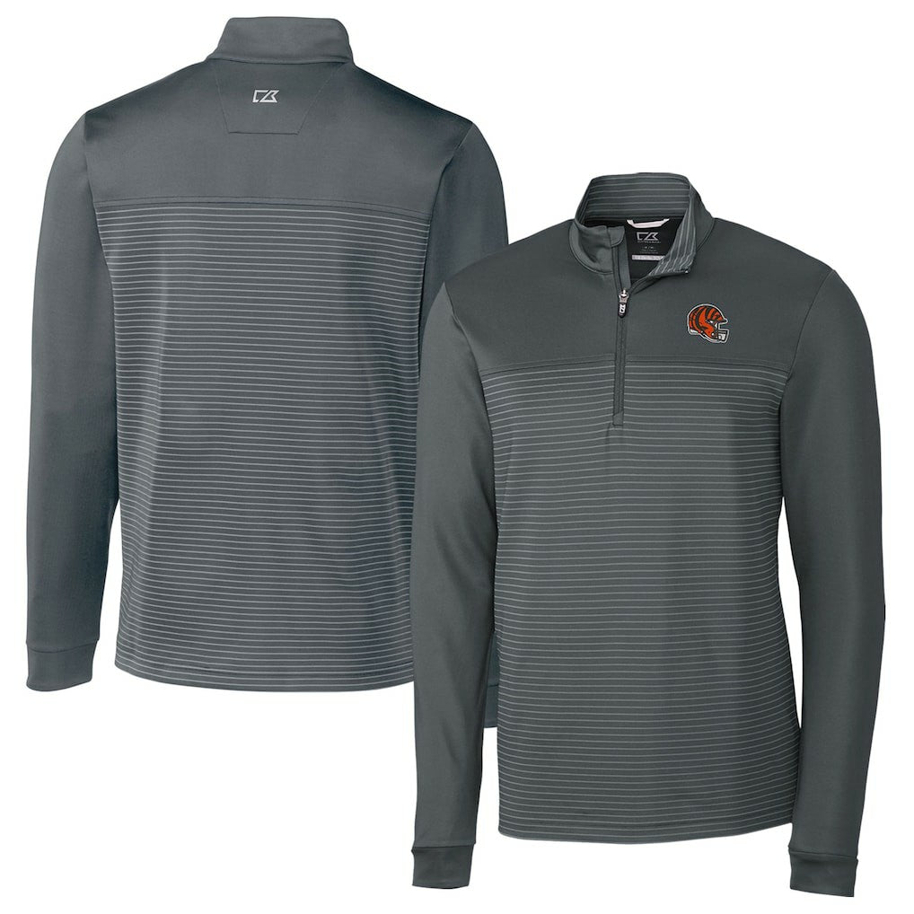 Cincinnati Bengals Cutter & Buck Traverse Stripe Stretch Quarter-Zip Pullover Top Gray - NFL