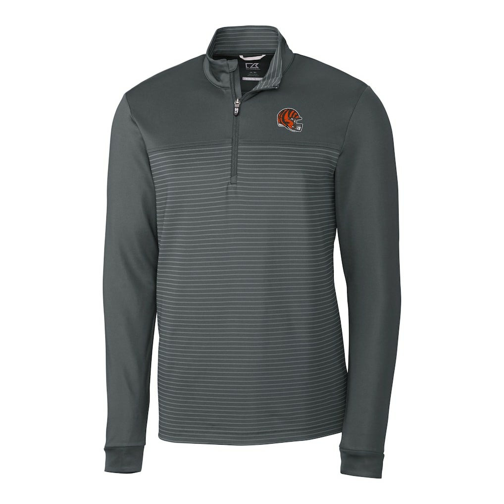 Cincinnati Bengals Cutter & Buck Traverse Stripe Stretch Quarter-Zip Pullover Top Gray - NFL