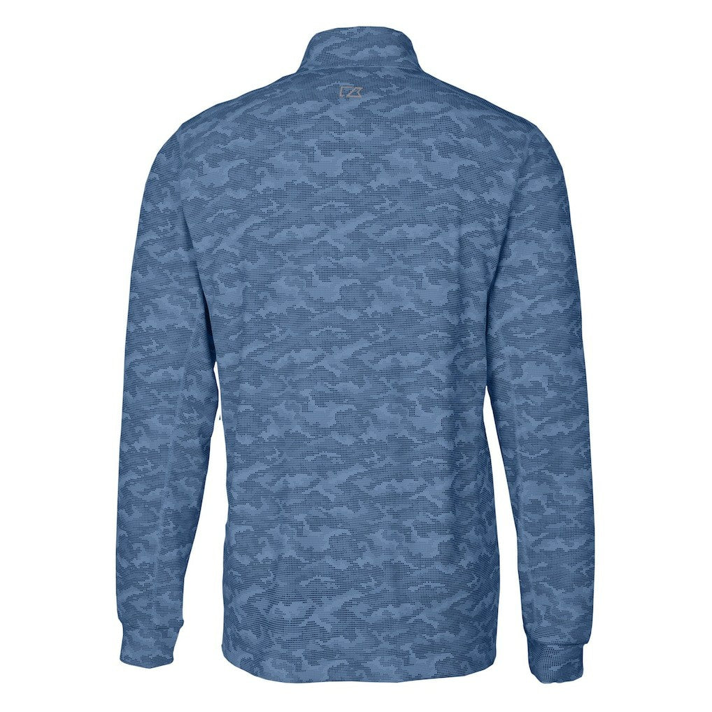 New England Patriots Cutter & Buck Helmet Traverse Camo Print Stretch Quarter-Zip Pullover Top Navy - NFL